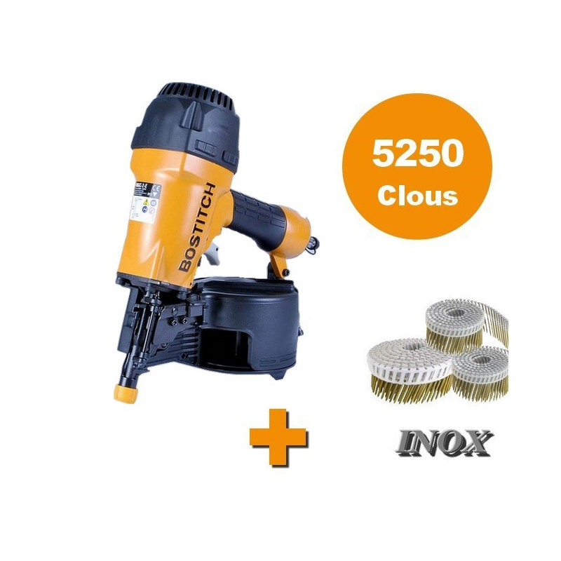 LOT BARDAGE BOSTITCH CLOUEUR N66C-2-E + 5250 clous 55 mm INOX A2