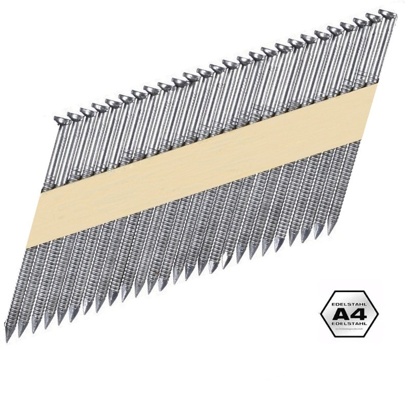 Clous en bande papier 34° 2.8x50 Annelés Inox A4 TP