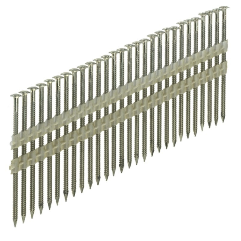 2200 Clous Inox en bande 34° 3.1 x 63 mm Annelés Tête bombée