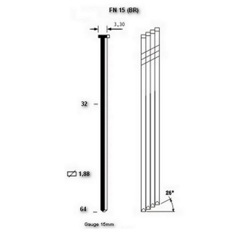 Clous en bande FN15 - 50mm Galva tête homme  inclinées