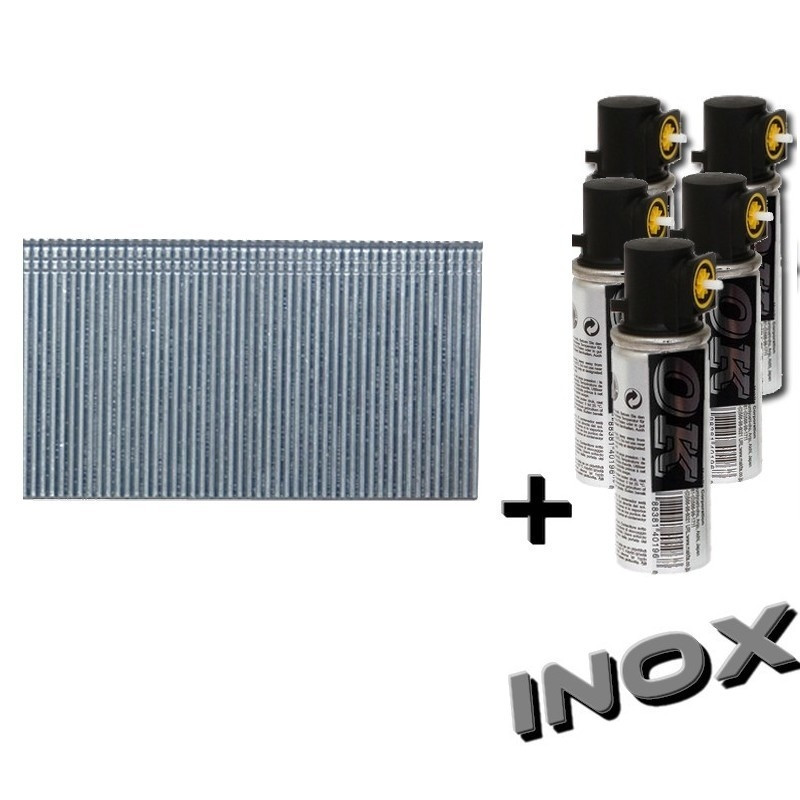 Pack pointes Mini-Brads 15 mm Inox 18GA + Gaz